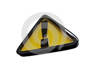 Yellow TriangleÂ Warning 3d Sign with Exclamation Mark